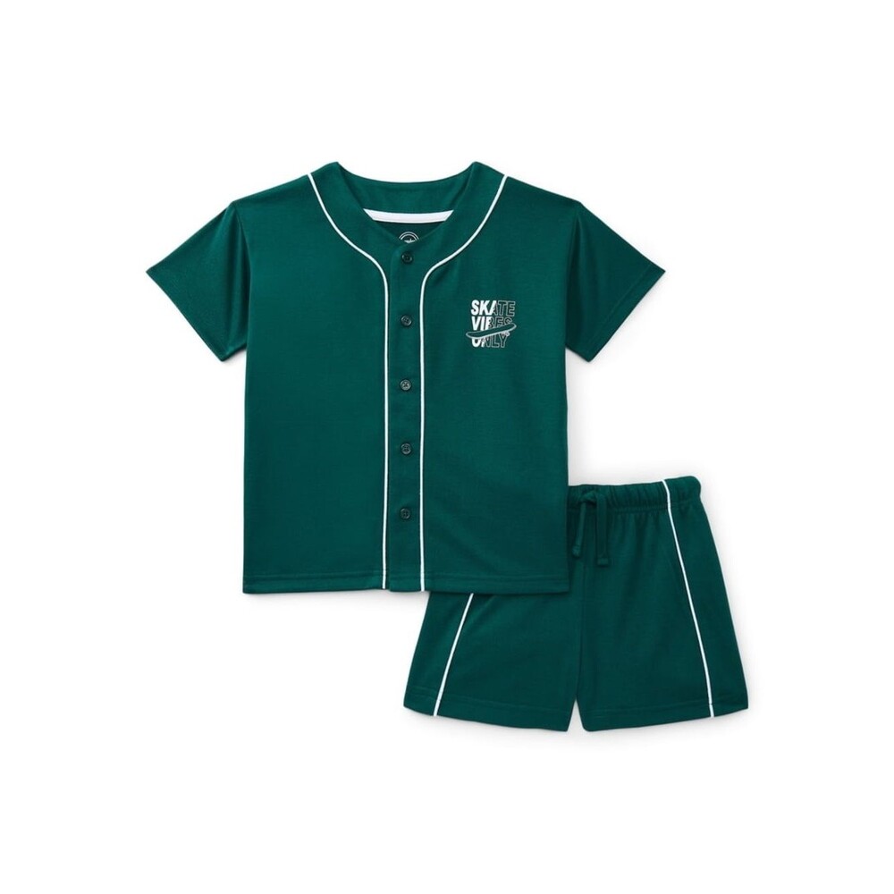 Wonder Nation Skate Vibes Green Baseball-Style Kids 2 pc sleepwear